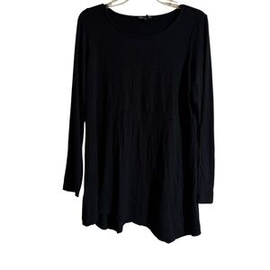 Eileen Fisher Black Jersey Tunic Top Long Sleeve Dark Goth M